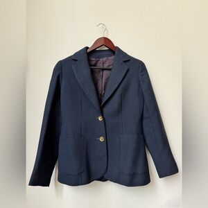 Vintage The Scotch House 100% Wool Navy Blazer - Gold Flower Buttons - Size XS